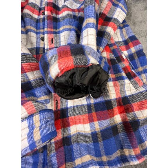 Jack South Jacket Mens Large Flannel Shirt Plaid Fleece Lining Shacket New York - Picture 12 of 13